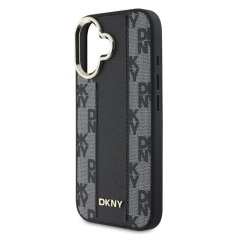 DKNY Zadní kryt PU Leather Checkered Pattern Magsafe pro iPhone 16 Plus Black