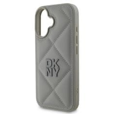 DKNY Zadní kryt PU Leather Quilted Stack Logo pro iPhone 16 Grey