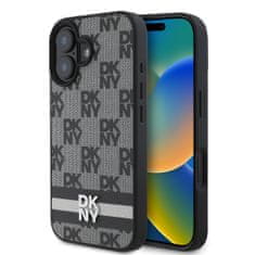 DKNY Zadní kryt PU Leather Checkered Pattern and Stripe pro iPhone 16 Black