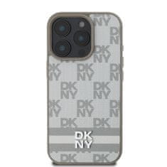 DKNY Zadní kryt PU Leather Checkered Pattern and Stripe pro iPhone 16 Pro Max Beige