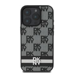 DKNY Zadní kryt PU Leather Checkered Pattern and Stripe pro iPhone 16 Pro Black