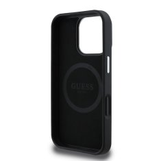 Guess Zadní kryt PU Grained Triangle Logo pro iPhone 16 Pro Black