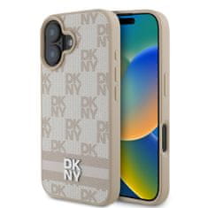 DKNY Zadní kryt PU Leather Checkered Pattern and Stripe pro iPhone 16 Pink