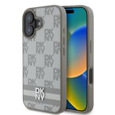 DKNY Zadní kryt PU Leather Checkered Pattern and Stripe pro iPhone 16 Beige