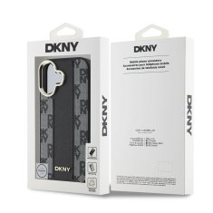 DKNY Zadní kryt PU Leather Checkered Pattern Magsafe pro iPhone 16 Black