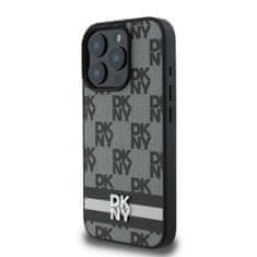 DKNY Zadní kryt PU Leather Checkered Pattern and Stripe pro iPhone 16 Pro Max Black