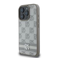 DKNY Zadní kryt PU Leather Checkered Pattern and Stripe pro iPhone 16 Pro Max Beige