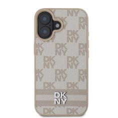 DKNY Zadní kryt PU Leather Checkered Pattern and Stripe pro iPhone 16 Pink