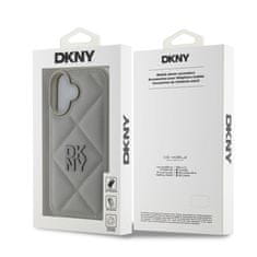 DKNY Zadní kryt PU Leather Quilted Stack Logo pro iPhone 16 Grey