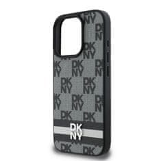 DKNY Zadní kryt PU Leather Checkered Pattern and Stripe pro iPhone 16 Pro Max Black