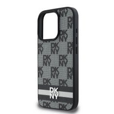 DKNY Zadní kryt PU Leather Checkered Pattern and Stripe pro iPhone 16 Pro Black