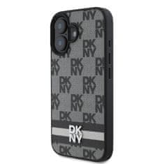 DKNY Zadní kryt PU Leather Checkered Pattern and Stripe pro iPhone 16 Black