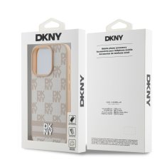 DKNY Zadní kryt PU Leather Checkered Pattern and Stripe pro iPhone 16 Pro Max Pink