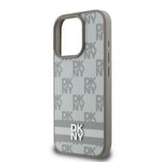 DKNY Zadní kryt PU Leather Checkered Pattern and Stripe pro iPhone 16 Pro Max Beige