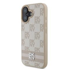 DKNY Zadní kryt PU Leather Checkered Pattern and Stripe pro iPhone 16 Pink