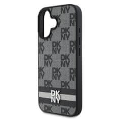 DKNY Zadní kryt PU Leather Checkered Pattern and Stripe pro iPhone 16 Black