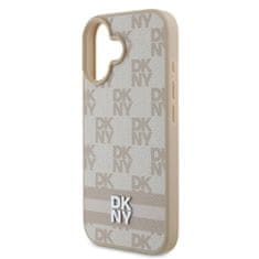 DKNY Zadní kryt PU Leather Checkered Pattern and Stripe pro iPhone 16 Pink