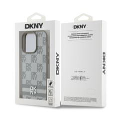 DKNY Zadní kryt PU Leather Checkered Pattern and Stripe pro iPhone 16 Pro Beige