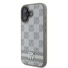 DKNY Zadní kryt PU Leather Checkered Pattern and Stripe pro iPhone 16 Beige