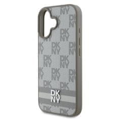 DKNY Zadní kryt PU Leather Checkered Pattern and Stripe pro iPhone 16 Beige