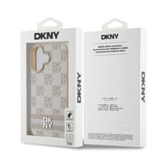 DKNY Zadní kryt PU Leather Checkered Pattern and Stripe pro iPhone 16 Pink