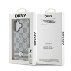 DKNY Zadní kryt PU Leather Checkered Pattern and Stripe pro iPhone 16 Beige