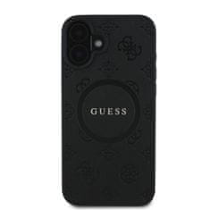 Guess Zadní kryt Saffiano Peony Stamp MagSafe pro iPhone 16 Black