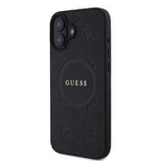 Guess Zadní kryt Saffiano Peony Stamp MagSafe pro iPhone 16 Black