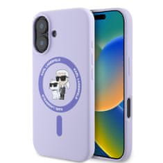 Karl Lagerfeld Zadní kryt Liquid Silicone Karl and Choupette MagSafe pro iPhone 16 Purple