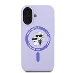 Karl Lagerfeld Zadní kryt Liquid Silicone Karl and Choupette MagSafe pro iPhone 16 Purple