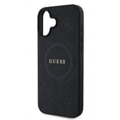 Guess Zadní kryt Saffiano Peony Stamp MagSafe pro iPhone 16 Black