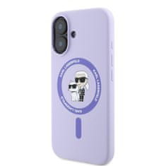 Karl Lagerfeld Zadní kryt Liquid Silicone Karl and Choupette MagSafe pro iPhone 16 Purple