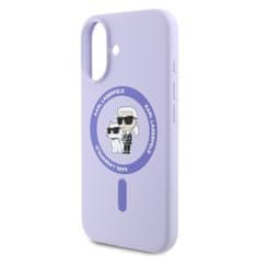 Karl Lagerfeld Zadní kryt Liquid Silicone Karl and Choupette MagSafe pro iPhone 16 Purple