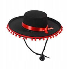 Korbi Mexický klobouk sombrero, černý a červený, Halloween, karneval