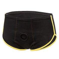 Lovetoy CalExotics Boundless Briefs (Black & Yellow), unisex boxerky se strapon otvorem 2XL/3XL