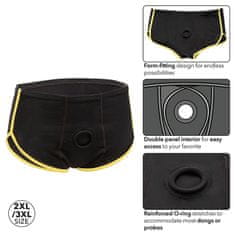 Lovetoy CalExotics Boundless Briefs (Black & Yellow), unisex boxerky se strapon otvorem 2XL/3XL