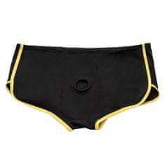 Lovetoy CalExotics Boundless Briefs (Black & Yellow), unisex boxerky se strapon otvorem 2XL/3XL