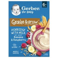 Gerber Kaše mléčná pšenično-ovesná banán a malina 200 g, 6+