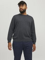 Jack&Jones Plus Pánský svetr JJEBASIC 12250588 Dark Grey Melange (Velikost 6XL)