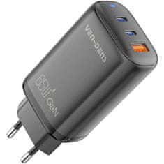 Ven Rychlonabíječka Ven-Dens GaN Pro 65W s 2x USB-C a USB - Černá KP34295