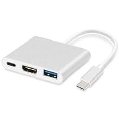 Ven Adaptér pro TV Monitor 3v1 Hub USB-C, USB 3.0, HDMI 4k - Bílá KP34019