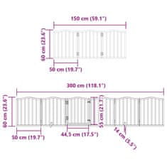 Vidaxl Zábrana pro psy s dvířky skládací 9 panelů hnědá 450 cm topol