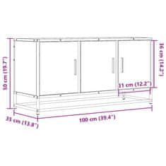 Vidaxl TV skříňka kouřový dub 100 x 35 x 50 cm kompozitní dřevo a kov