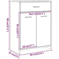 Vidaxl Koupelnová skříňka dub artisan 60 x 33 x 80 cm kompozitní dřevo