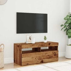 Vidaxl TV stolek s LED old wood 90 x 35 x 40 cm kompozitní dřevo