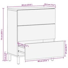 Vidaxl Příborník 60 x 33,5 x 75 cm masivní hrubé mangovníkové dřevo