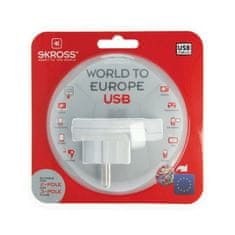 Skross  Cestovní adaptér PA30USB Europe USB pro cizince v ČR, vč. 1x USB 2100mA