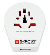 Skross  Cestovní adaptér PA30USB Europe USB pro cizince v ČR, vč. 1x USB 2100mA