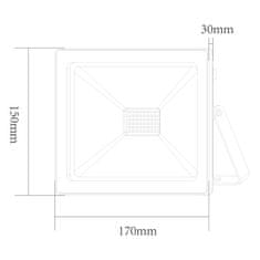 ACA Lightning  LED venkovní reflektor Q 50W/230V/3000K/4000Lm/110°/IP66, černý