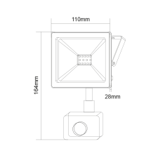 ACA Lightning  LED venkovní reflektor Q 20W/230V/3000K/1600Lm/110°/IP66, pohybový senzor, černý